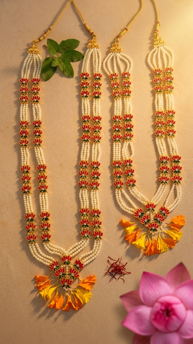 Big Murthi Kamal Haar Lotus necklace
