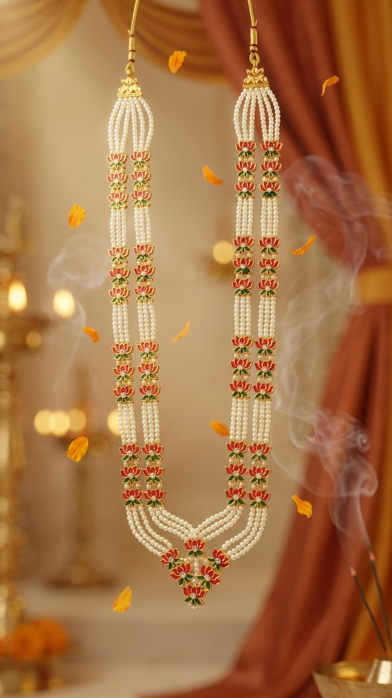 Big Murthi Kamal Haar Lotus necklace